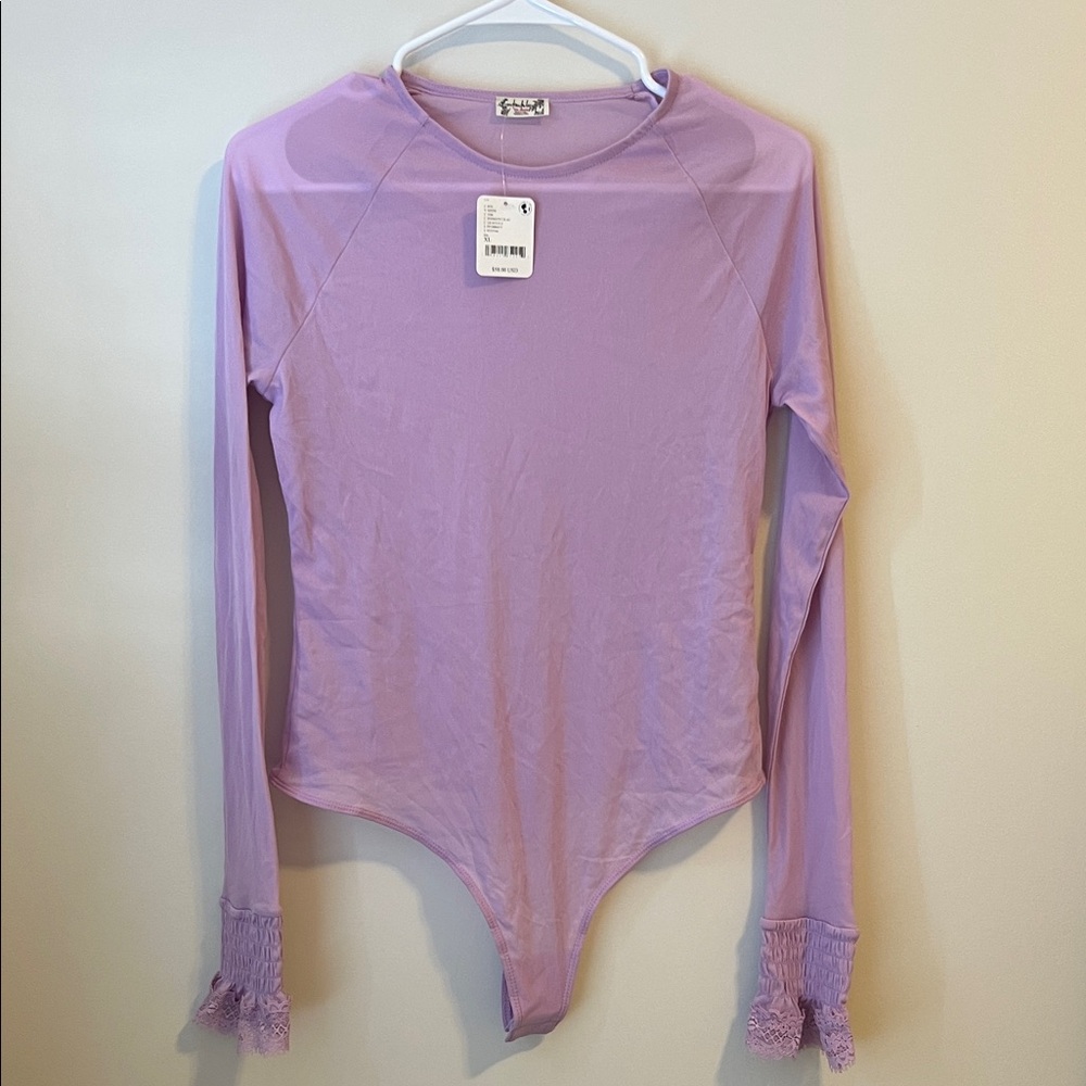 Free People Intimately Lilac Long Sleeve Bodysuit